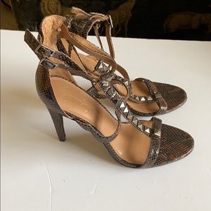 Jessica Simpson Brown Snakeskin Stilettos.